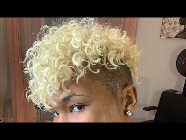 Quick Weave Curly blonde top with shaved sides