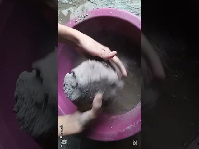 Asmr handmade gritty sand cement crumbling in water #cement #gritty #concrete #viralvideo #family