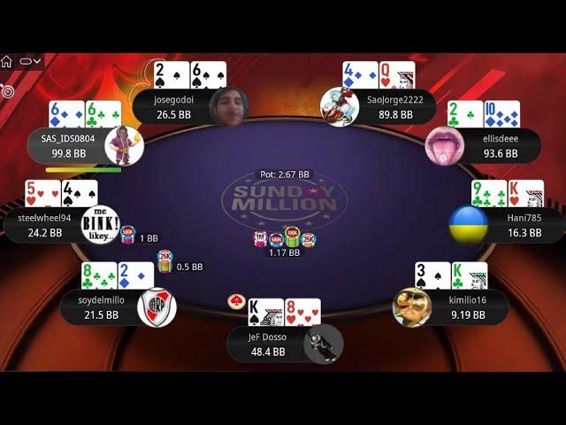 $109 SUNDAY MILLION 25-08-2024 SaoJorge2222 | soydelmillo | JeF Dosso - Final Table Poker Replays