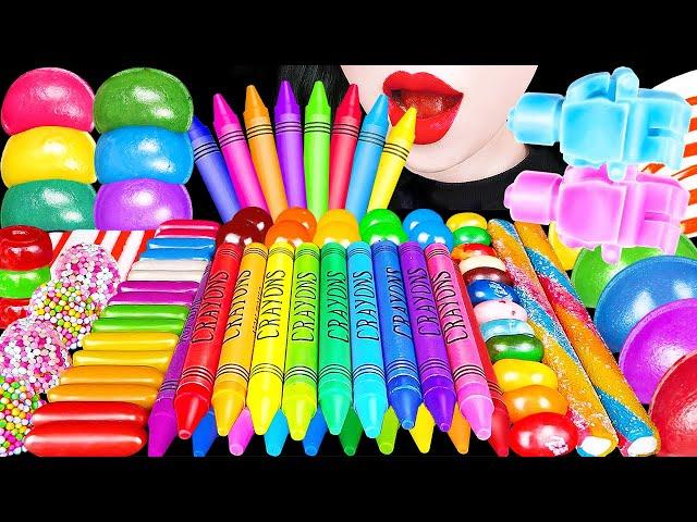 ASMR RAINBOW DESSERTS EDIBLE CRAYONS 무지개 디저트 크레파스 LEGO NIK-L-NIP 레고 닉클립, 먹는 학용품, 떡 EATING MUKBANG 먹방