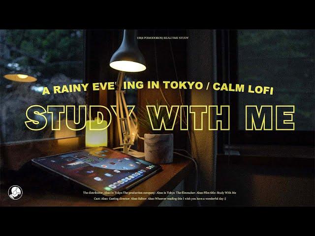 3-HOUR STUDY WITH ME / calm lofi / A Rainy Evening in Tokyo / with countdown+alarm