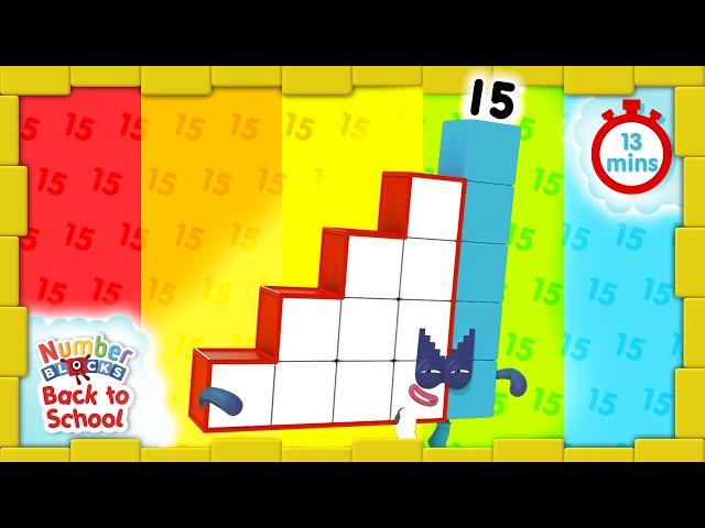 @Numberblocks- #BacktoSchool | Level Three | All the Best Fifteen Moments | FULL EPISODES