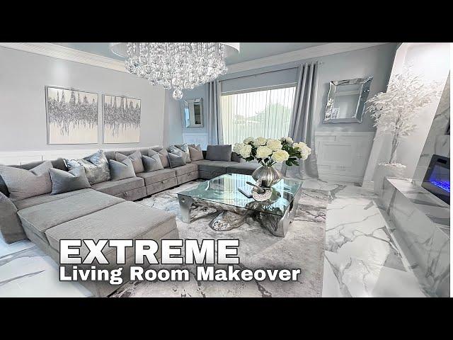 EXTREME LIVING ROOM MAKEOVER | DIY Wall Wainscoting | Aesthetic Living Room Transformation