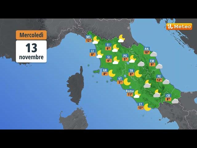 Meteo, previsioni meteo Mercoledì 13 novembre 2024