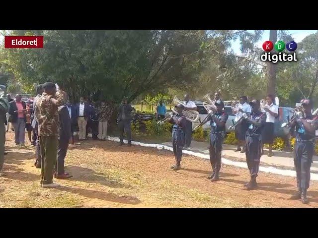 Interior PS Raymond Omollo inspects guard of honor in Eldoret, Uasin Gishu County.