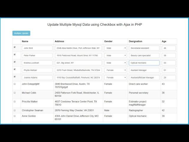 Update Multiple Mysql Data using Checkbox with Ajax in PHP