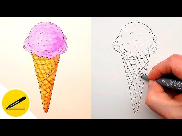 How to Draw a Ice Cream Cone Step by Step 