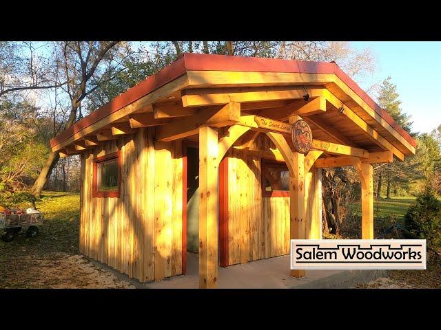 Wood-fired Timberframe Sauna - Putting up the siding, installing the wood stove and firing it up!