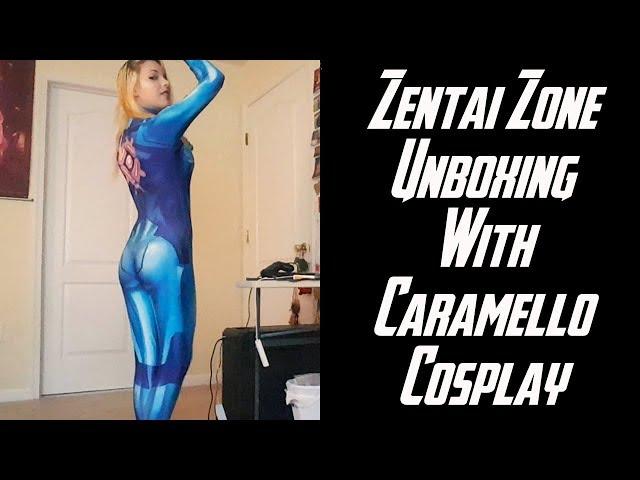 Zentai Zone Unboxing with Caramello Cosplay - Zero Suit Samus