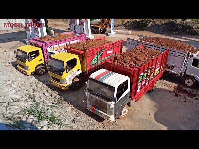 Rc Excavator, Mobil Truk Oleng RC Canter Fuso Muat Tanah Dump Truck Isuzu nmr Oleng Jatuh Terguling