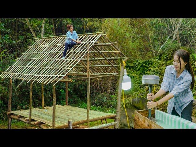 30 Days The girl builds a complete wooden house. Alone Living off the grid | Free Bushcraft