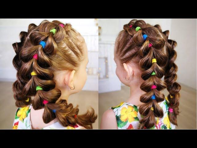 Bright braids! Hairstyle for girl. Pull Through Braid Tutorial!