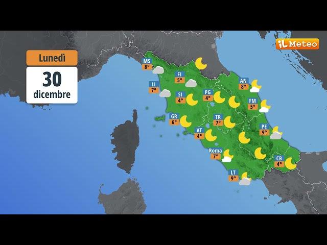 Meteo, previsioni meteo Lunedì 30 dicembre 2024