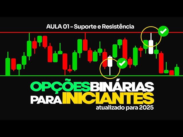COMO COMEÇAR DO ZERO NAS OPÇÕES BINÁRIAS EM 2025  - AULA PARA INICIANTES  SUPORTE E RESISTÊNCIA