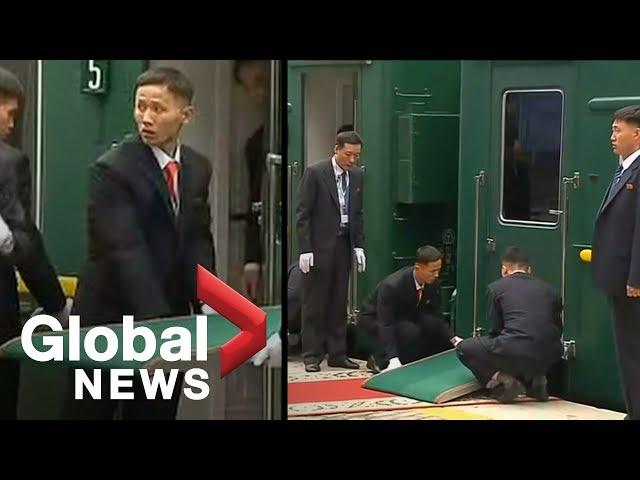 Kim Jong Un's staff struggles to line train up with red carpet