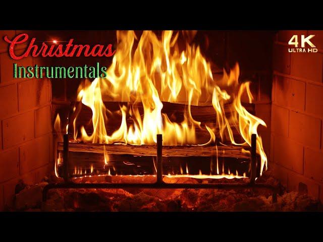  Cheerful Instrumental Christmas Music Fireplace  4K Cozy Christmas Fireplace Ambience