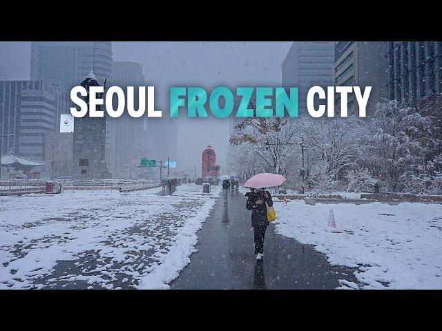 Seoul City is Frozen in One Day! | Snowy Walk Korea 4K HDR