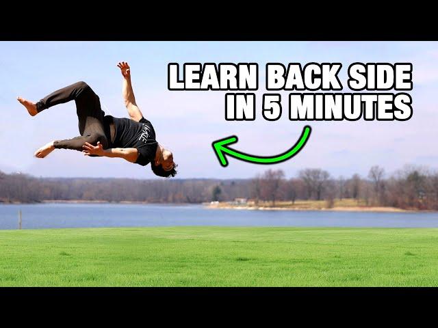 Learn How to Backflip Side In 5 Minutes - Less Scary Back flip On Ground Tutorial