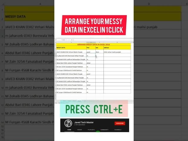 arrange data in Excel #javedtechmaster #shorts #excel #excelshorts #exceltips #exceltutorial