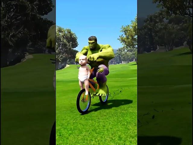 GTA V : SUPER HULK SAVING BABY BICYCLE DUCK #shorts