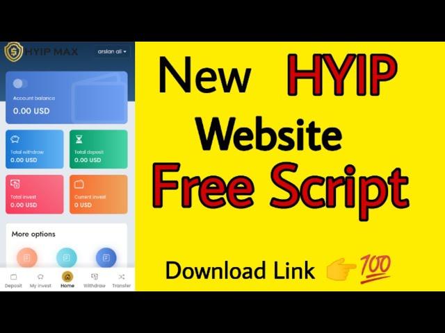 New Hyip Website Free Script With Complete Admin Panel || Download Link In Description