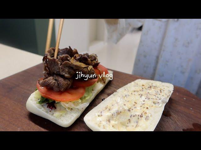 Vlog | "Weekend Routine" Apple pie with sweet apple jam, bulgogi sandwich, small home party,