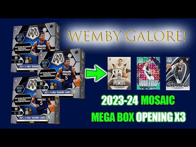 On FIRE with BACK to BACK to BACK Wemby HITS - 2023-24 Mosaic MEGA Box Opening x3 + GIVEAWAY