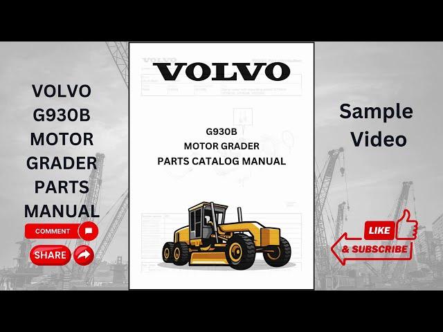 Download Volvo G930B Motor Grader Parts Catalog Manual