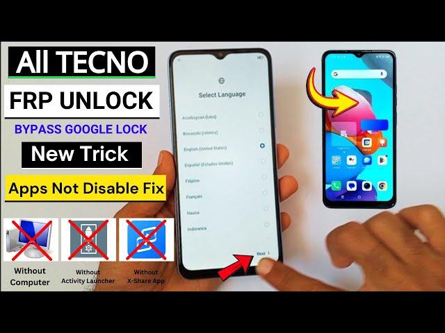 All Tecno Android 12 FRP Bypass | No Activity Launcher | No Xshare || Tecno Google Account Bypass