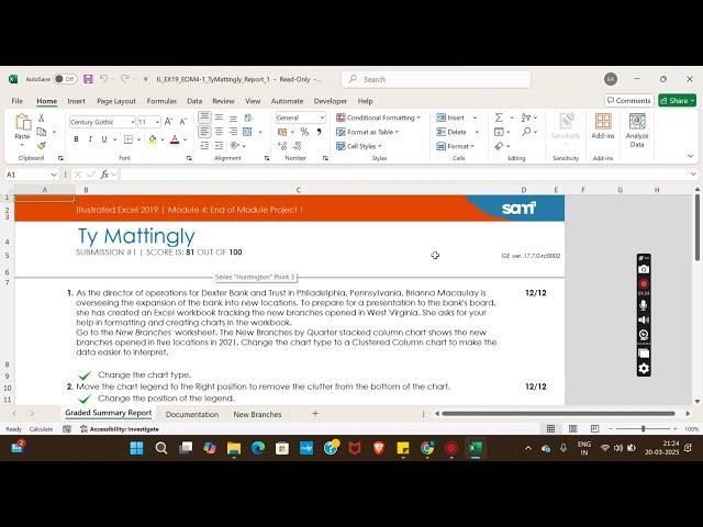 Illustrated Excel 2019 | Module 4 End of Module Project 1 | Dexter Bank and Trust