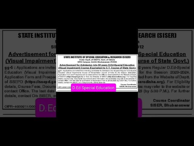 D.Ed Special Education Admission 2023 ••• @Sripatidhal @LakshyaAcademyBalasore