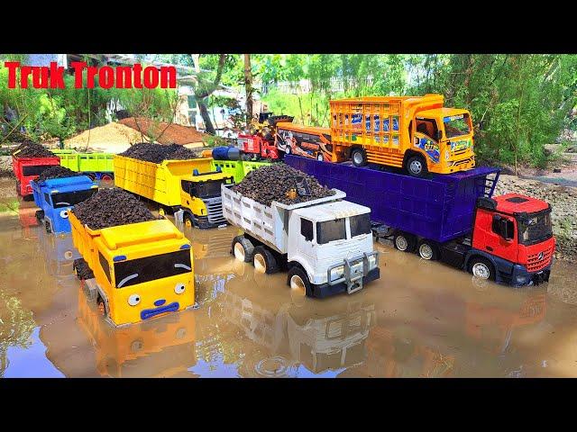 Mobil Truk Tronton Panjang Penuh Mobil Mobilan Truk Oleng, Mobil Molen, Excavator, Truk Pemadam