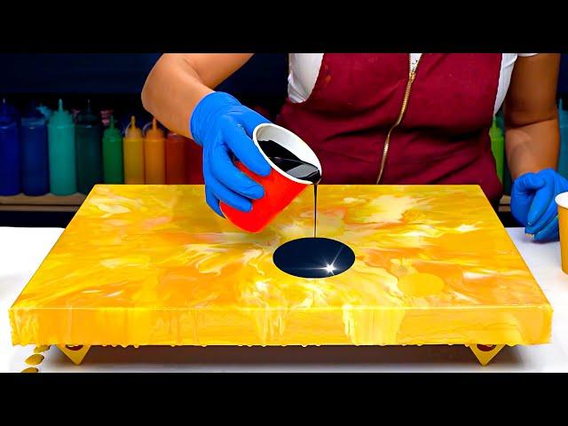 Bright YELLOW Base - YAY or NAY??Super CONTRASTING Acrylic Pouring - Abstract Painting Art Tutorial