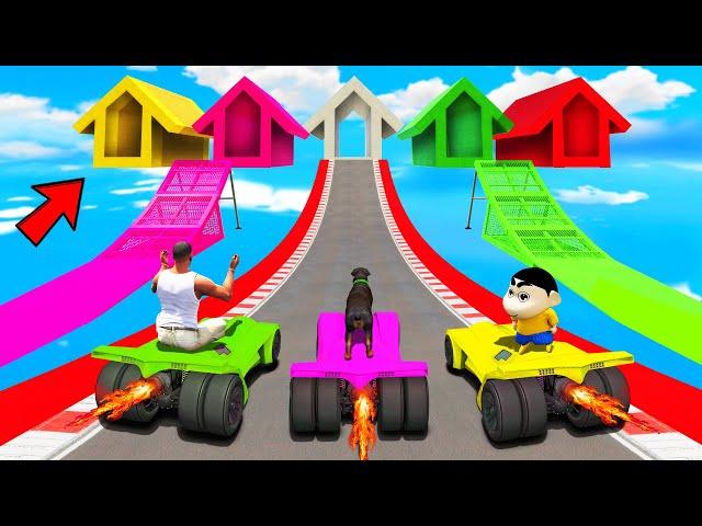 SHINCHAN AND FRANKLIN TRIED THE IMPOSSIBLE MULTIPLE HOUSES PARKOUR CHALLENGE GTA 5