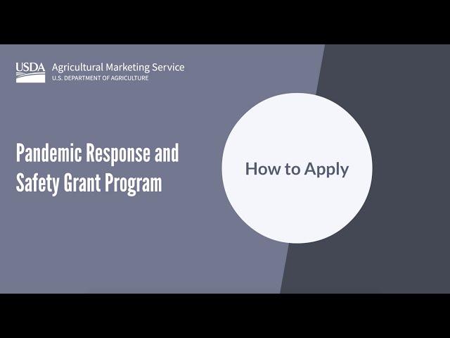 How To Apply - USDA’s Pandemic Response and Safety Grant Program