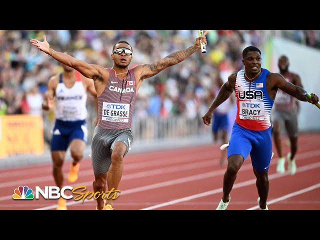 De Grasse DENIES USA gold with epic anchor leg to win 4x100 world title | NBC Sports