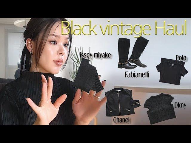 Love Black  Vintage Haul 클래식한 올블랙 빈티지 아이템 +빈티지아이템 고르는 팁!(플리츠플리즈, 샤넬, 도나카란, 폴로, 랄프로렌 )