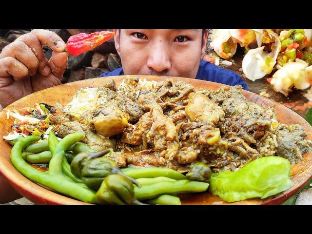 chicken and wild mushroom curry with fresh green vegetables  || Naga mukbang || kents vlog.