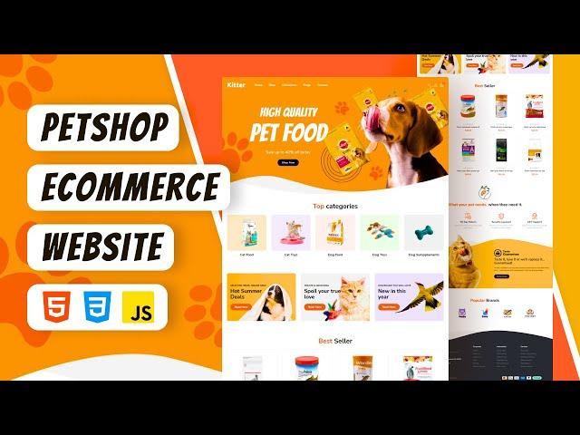 Responsive Petshop eCommerce Website Using HTML CSS JavaScript