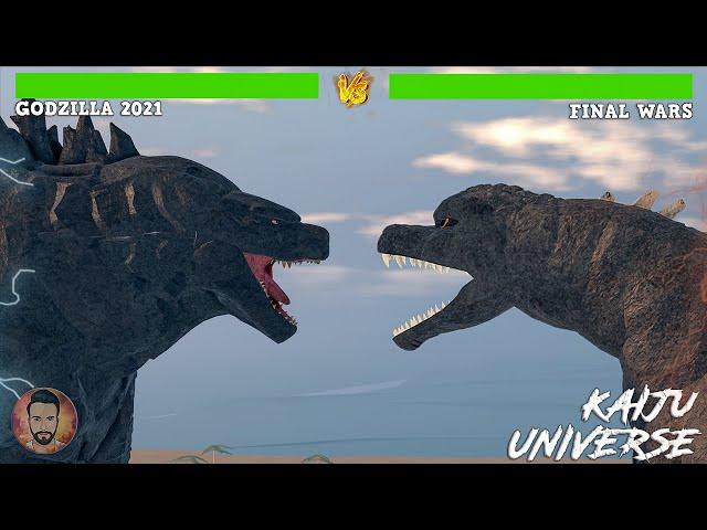 Godzilla: 2021 vs Final Wars Fight With Healthbars  - Kaiju Universe [4K]