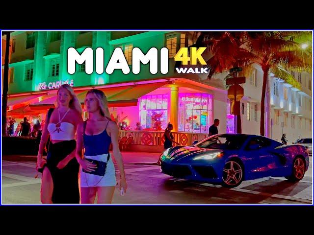 【4K】𝐖𝐀𝐋𝐊  MIAMI ️ Beach  USA   4K video 𝐇𝐃𝐑 ! OCEAN DRIVE