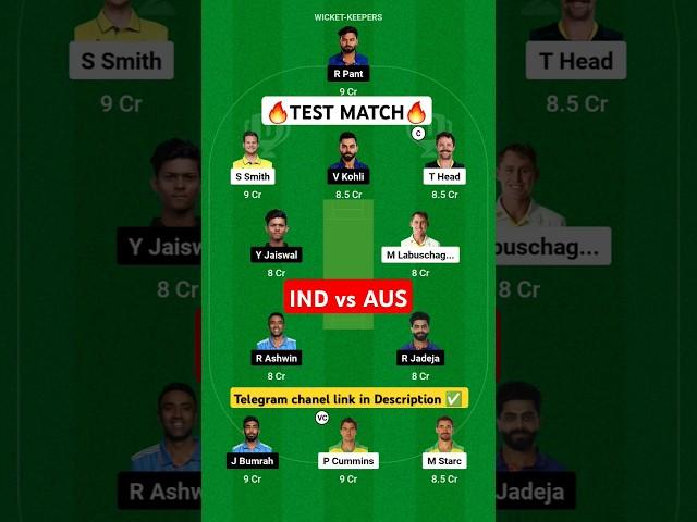 India vs Australia Dream11 Team 2024 | IND vs AUS Dream11 Prediction Today Match| AUS vs IND Dream11