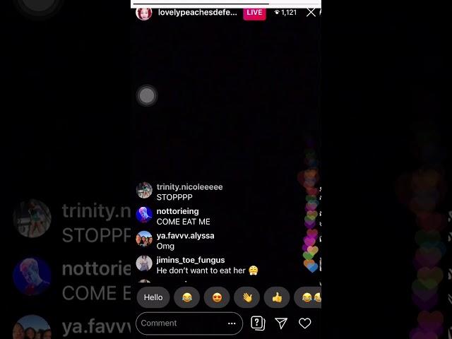 lovely peaches yelling on instagram live