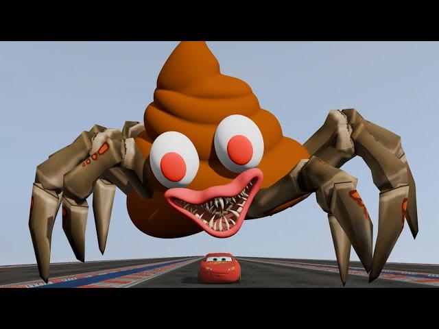 Epic Escape From The Spider Poop Head Eater | Lightning McQueen vs Spider Poop Head Eater | GTA 5