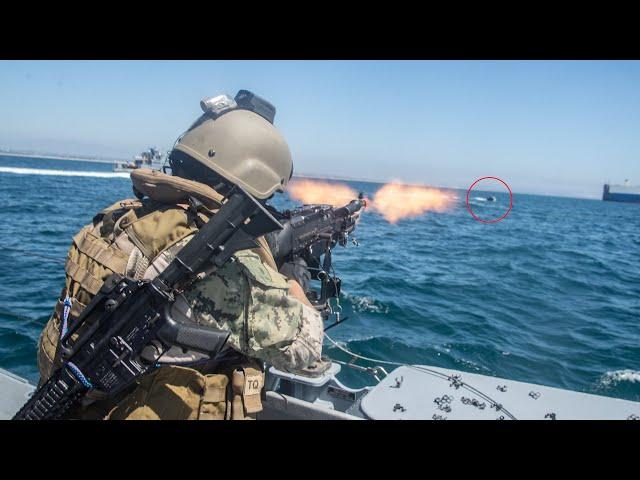 Terrifying Moment US Navy and Marines Destroys Rebel Boat in Red Sea