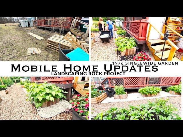 Mobile Home Updates|Landscaping Rock Project|Before And After Landscaping on 1976 Single Wide