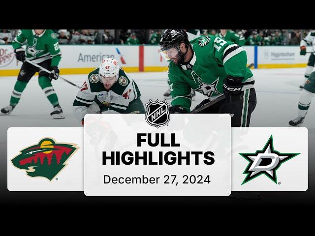 NHL Highlights | Wild vs. Stars | December 27, 2024