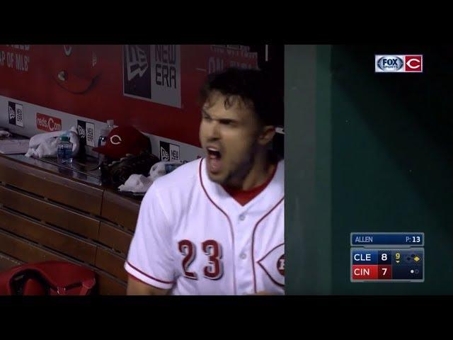 Adam Duvall Yelling Fuck, Slams Helmet vs Indians