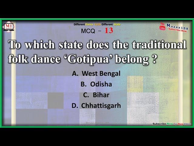 To which state does the traditional folk dance Gotipua belong  , RA Bagha , MCQ Question 13 , M108,