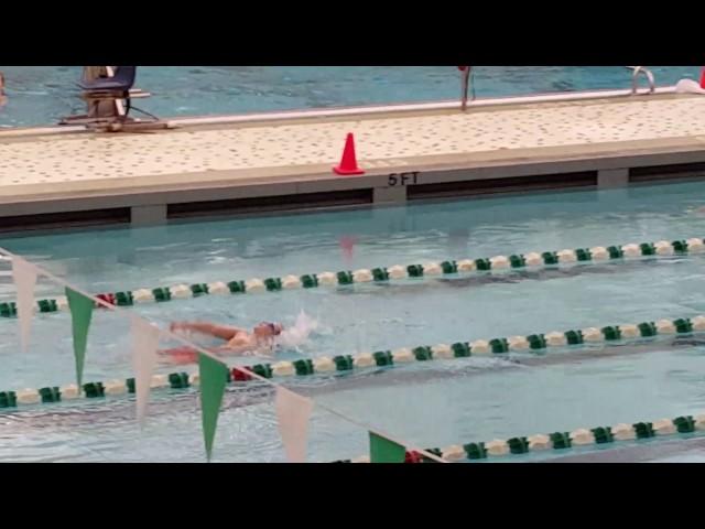 Caleb swimming his 1st 25m backstroke